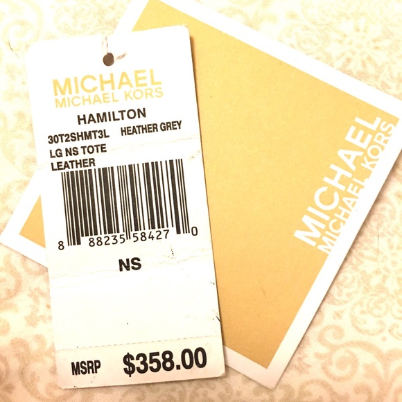 MICHAEL KORS HEATHER GREY LARGE LEATHER TOTE - Picture 8 of 8